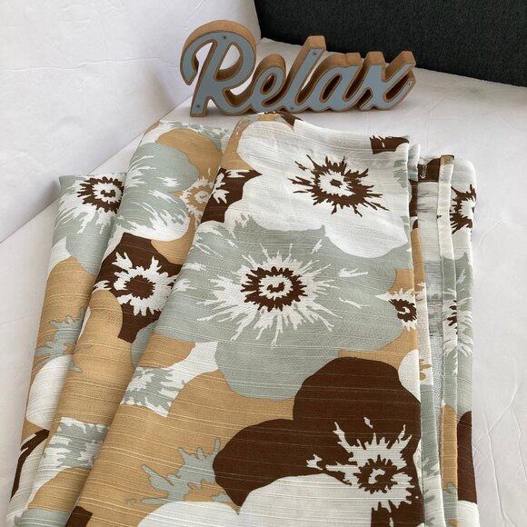 Fabric Shower Curtain 72" x 72" Gold Gray Brown Floral - Picture 1 of 10